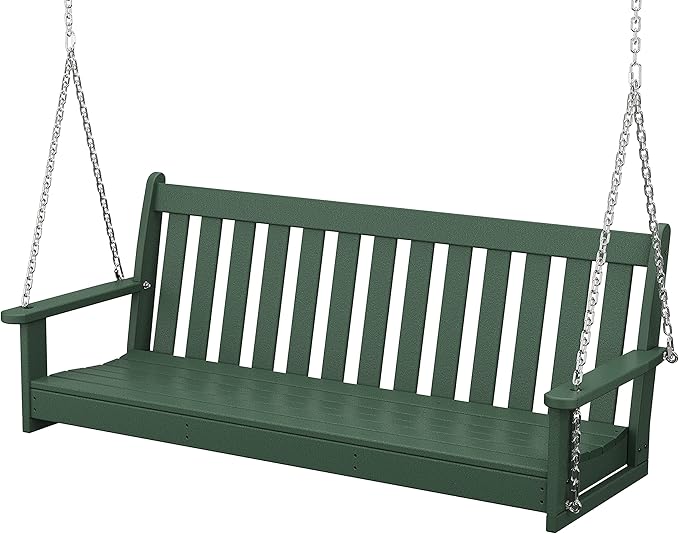 POLYWOOD Vineyard 5-Foot Porch Swing, Heavy Duty HDPE Outdoor Hanging Bench by POLYWOOD