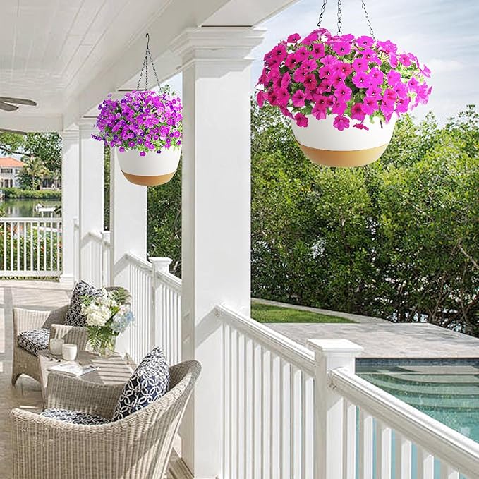 Hanging Planter Self Watering 10 Inch, 2 Pack Indoor Outdoor Hanging Baskets - Image 5