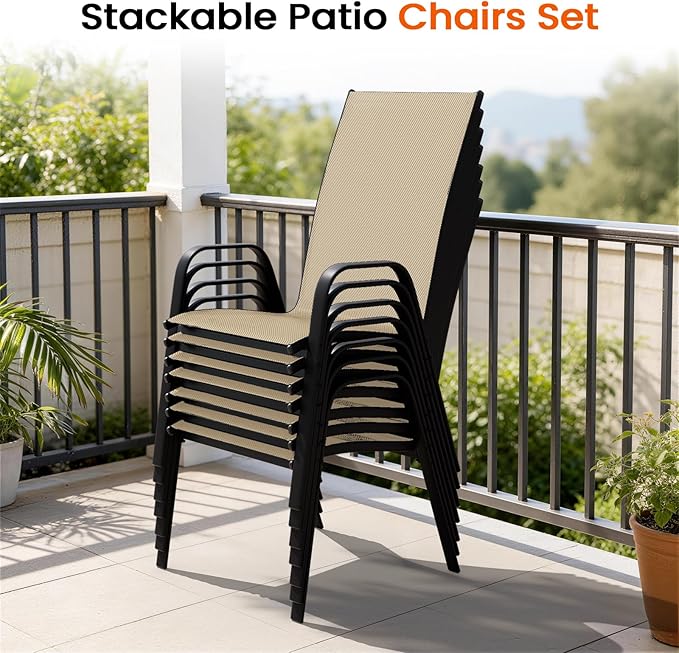 JEAREY Patio Dining Chairs Set of 6, Outdoor Stackable Dining Furniture Set - Image 7