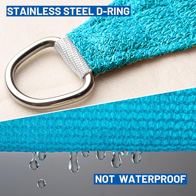 SUNLAX Sun Shade Sail 13' x 13' x 13' Turquoise Blue Triangle Canopy Sail Shade - Image 6