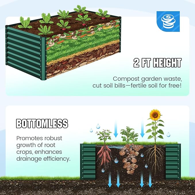 Quictent Galvanized Raised Garden Bed Metal Planter Box Bottomless - Image 5