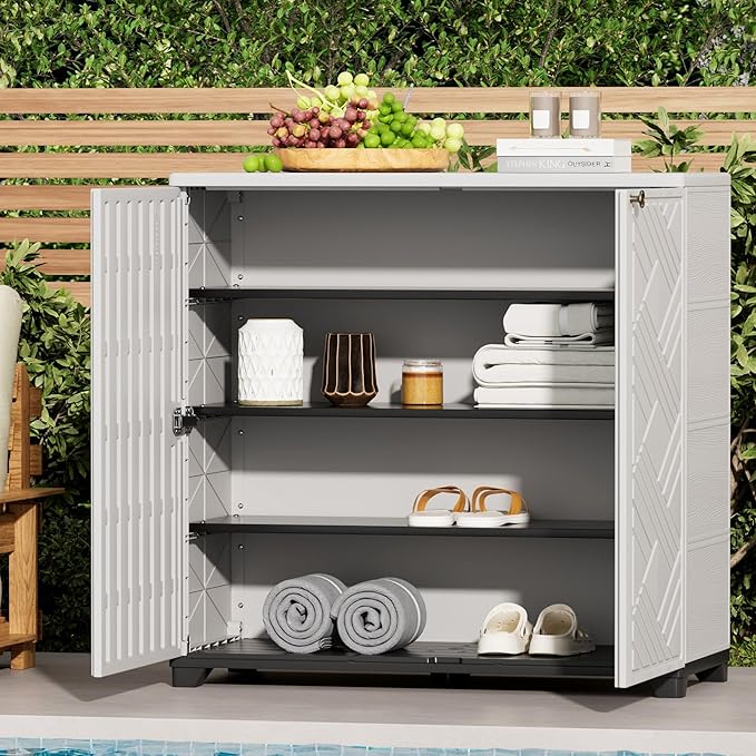 ADDOK Indoor Outdoor Plastic Storage Cabinet 34"x15"x34" - Image 7