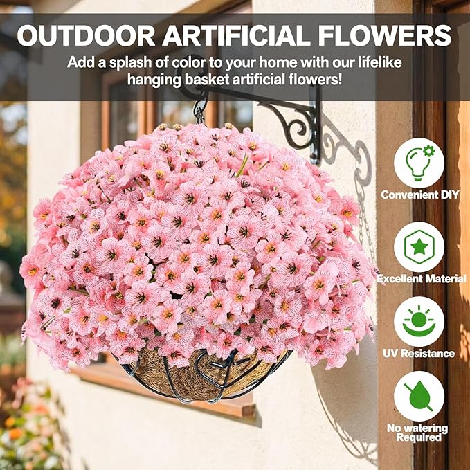 22 Pack Artificial Flowers Outdoor Fake Plants, Faux Flowers UV Resistant - Image 2