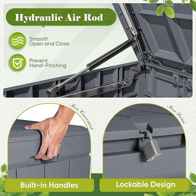 Flamaker Outdoor Storage Box 80 Gallon Resin Waterproof Deck Box Delivery Box - Image 4