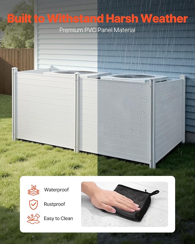 VEVOR Outdoor Privacy Screens, Pool Equipment Enclosure, Horizontal Vinyl - Image 5