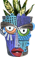Abstract Face Planter Pots for Plants, Hand-Painted Colorful Flower Pots by Midogaigai
