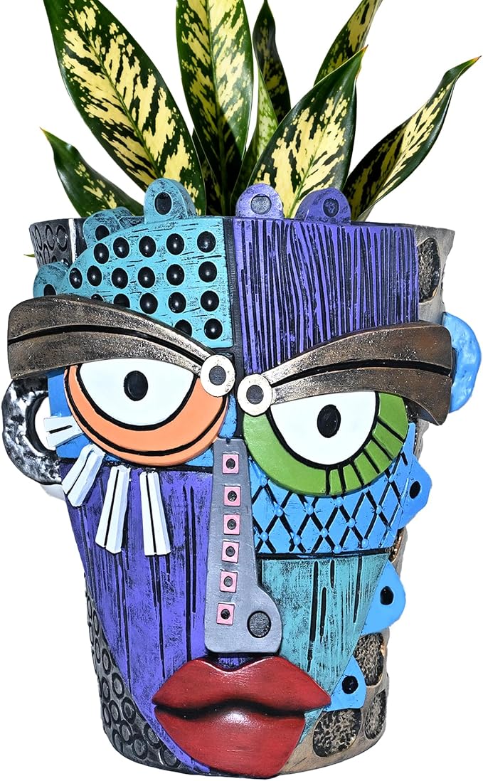 Abstract Face Planter Pots for Plants, Hand-Painted Colorful Flower Pots by Midogaigai