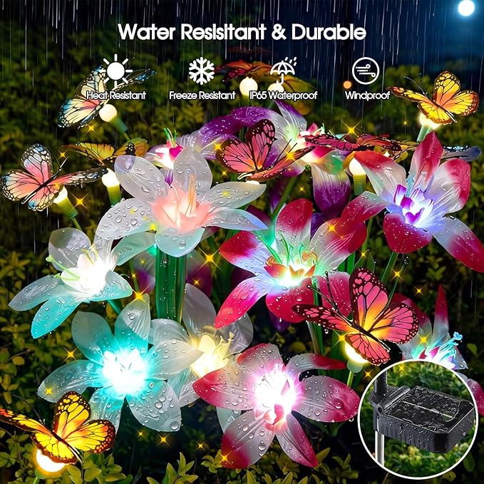 Garpar Solar Flowers Lights Outdoor Waterproof, Upgraded 8 Pack Solar Garden - Image 3