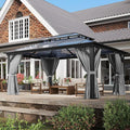 Aoxun 12'x16' Hardtop Gazebo, Aluminum Frame Permanent Pavilion by Aoxun
