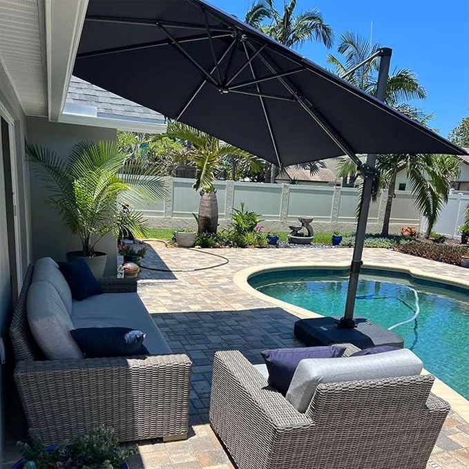 PURPLE LEAF 8 Feet Patio Umbrella Outdoor Cantilever Square Umbrella Aluminum by PURPLELEAF
