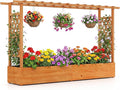 Giantex Raised Garden Bed with Trellis & Hanging Roof, Wood Planter Box with by Giantex