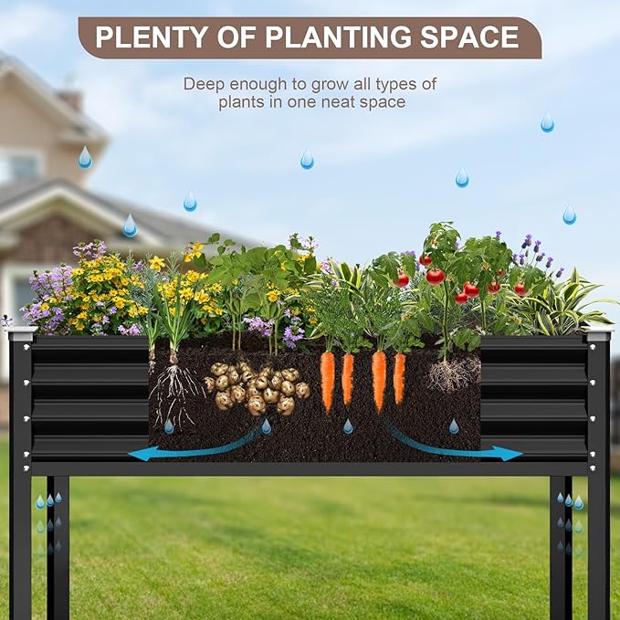 Raised Garden Bed with Legs, 48×24×32in Galvanized Raised Garden Beds Outdoor - Image 4