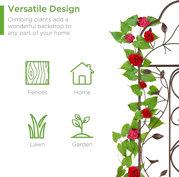 Best Choice Products Set of 2 60x15-inch Iron Arched Garden Trellis w/Branches - Image 5