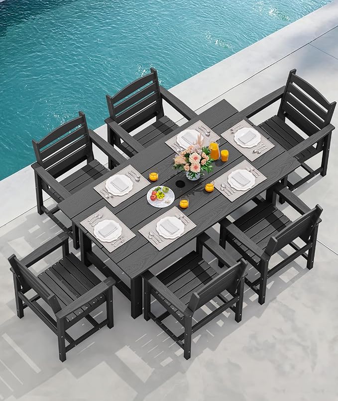 SERWALL Patio Dining Table and Bench Set - Image 8