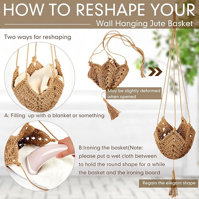 Shappy 1 Pack Jute Crochet Long Plant Hanger - Image 6