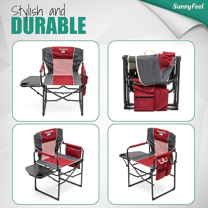 SUNNYFEEL Camping Directors Chair, Heavy Duty, Oversized Portable Folding Chair - Image 7