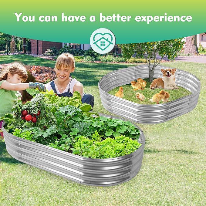 5X2.7X1 FT Oval Galvanized Metal Garden Raised Bed/Plant Box - Image 3