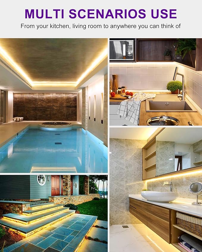 Outdoor LED Strip Lights Waterproof 3000K, 16.4ft IP67 High Density LED Tape - Image 8