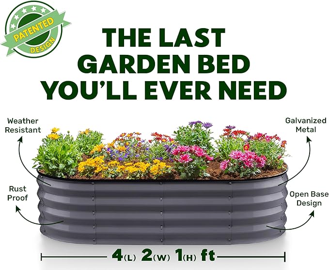 Plant & Plot Galvanized Raised Garden Beds Outdoor // 4×2×1 ft Planter Raised - Image 5