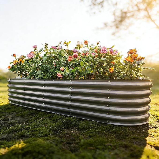 Gardmax Galvanized Raised Garden Bed, Lightweight Planter Boxes Outdoor - Image 8