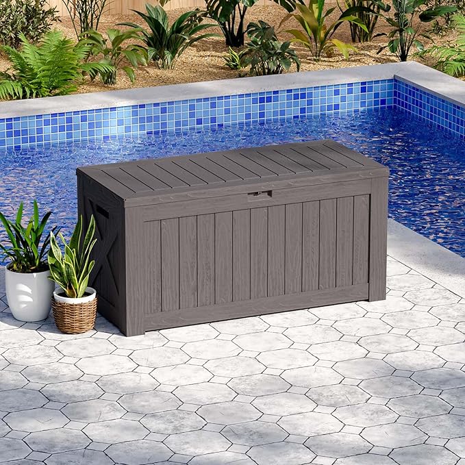 Patiowell 120 Gallon Large Deck Box, Outdoor Lockable Storage Box - Image 2
