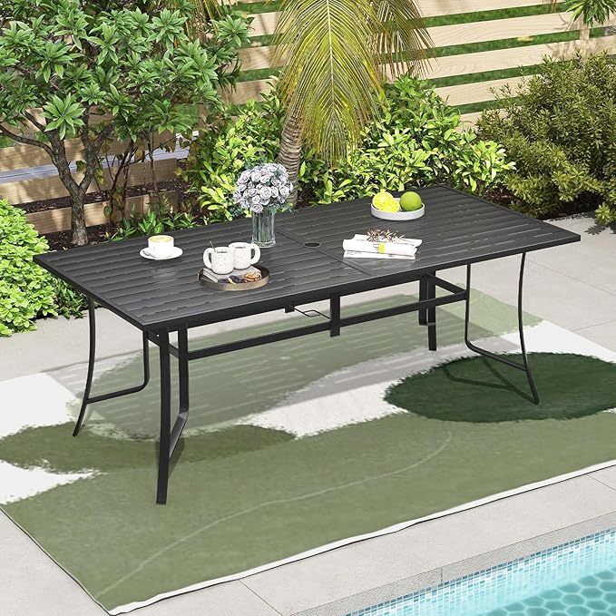 Tangkula 76" x 36" Metal Patio Dining Table - Image 2