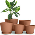 Utopia Home - Plastic Terracotta Pots - 7/6.6/6/5.3/4.8 Inches Flower Pots by UTOPIAHOME