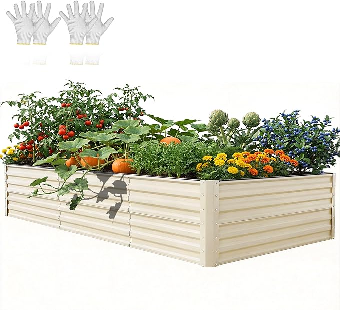 YITAHOME 8x4x2ft Large Raised Garden Bed Kit, Galvanized Metal Planter Box by YITAHOME