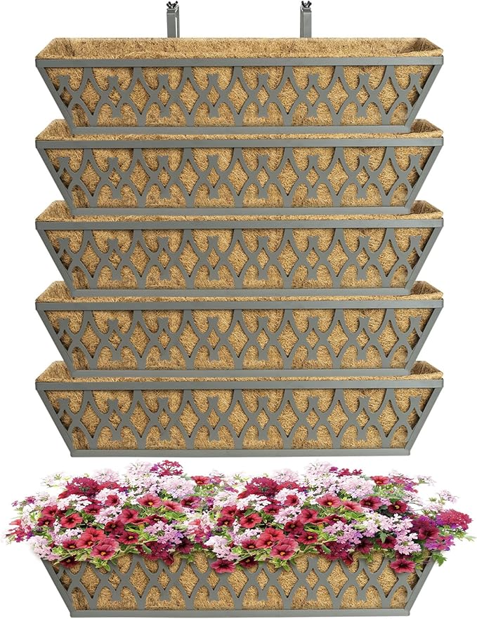 6 Pack 24 Inch Window Boxes Planters Railing Planter Box by KarlliuHOMEGARDEN