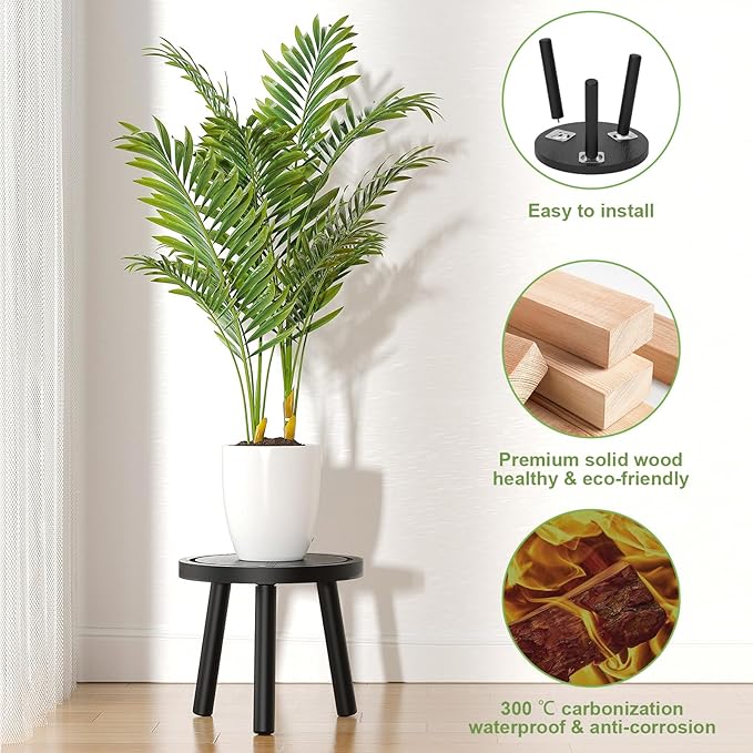3-Pack Wood Plant Stands Indoor, Single Plant Stand - Image 6