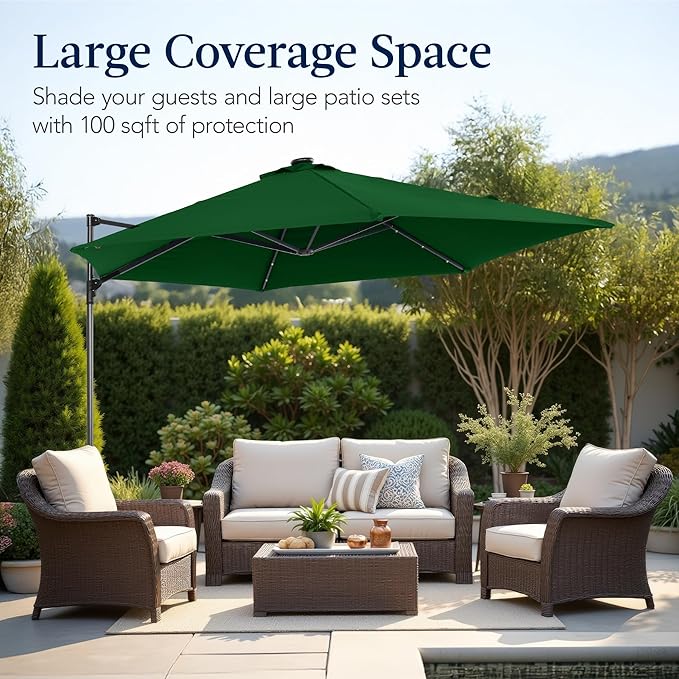 Best Choice Products 10ft Solar LED Offset Cantilever Hanging Market Patio - Image 5