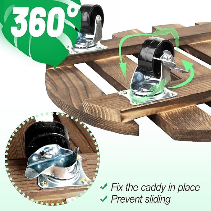 2 Pack Plant Stand with Wheels, Plant Caddies with 360° Lockable Smooth Sliding - Image 5