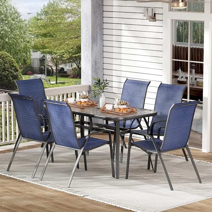 TLSUNNY 7 Pieces Patio Dining Set, Outdoor Table and Chairs W/1.69″ Umbrella - Image 9