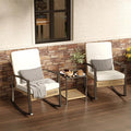 3 Piece Patio Rocking Chairs Set of 2, Outdoor Rocking Chair Bistro Set by Rotihom