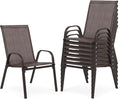 Outdoor Stackable Chairs Set of 8, Stacking Patio Chairs by Villeston