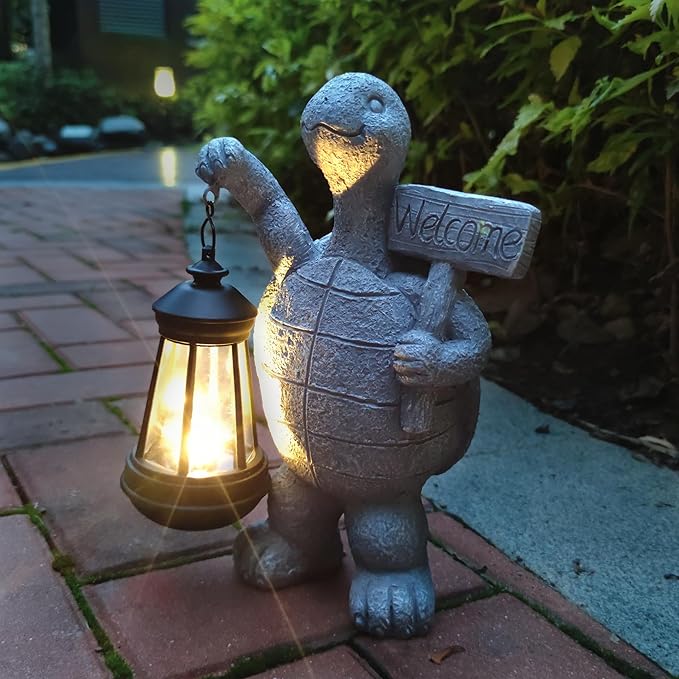 Sea Turtle Solar Garden Statues, Resin Sea Turtle Figurine Decorations - Image 4