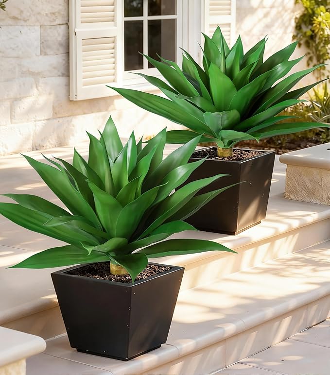 Ivydale Fake Plants 18 Inch Agave Artificial Plants Outdoor 2 PCS - Image 7