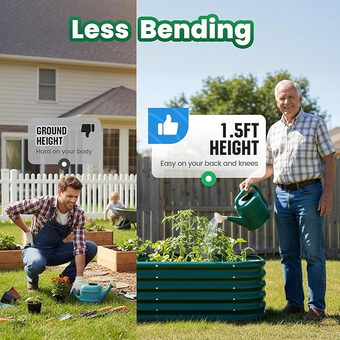 Quictent Galvanized Raised Garden Bed Kit, Strengthened by Crossbar, Dark Green - Image 3