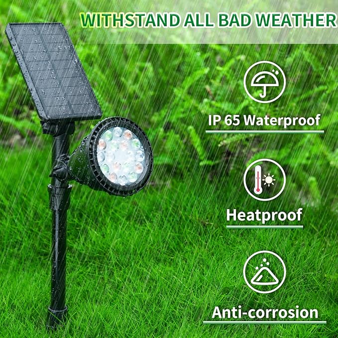 JSOT 4 Pack Halloween Solar Spot Lights Outdoor- RGB Solar Lights Outdoor - Image 7