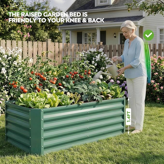 ZORMY 4×2×1.4ft Galvanized Raised Garden Bed Kit, Metal Planter Boxes Outdoor - Image 3