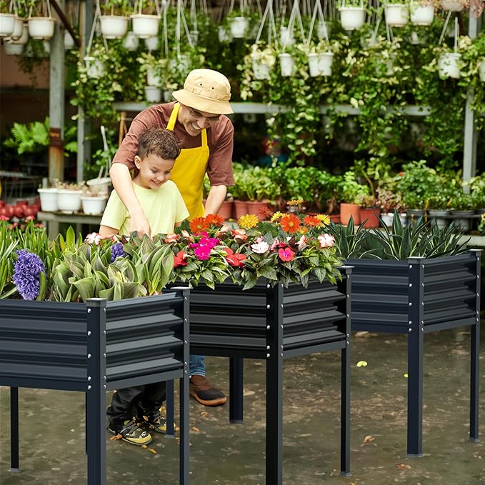 Raised Garden Bed with Legs, 48×24×32in Galvanized Raised Garden Beds Outdoor - Image 7