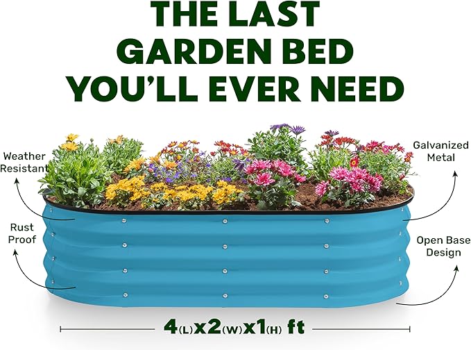 Plant & Plot Galvanized Raised Garden Beds Outdoor // 4×2×1 ft Planter Raised - Image 4