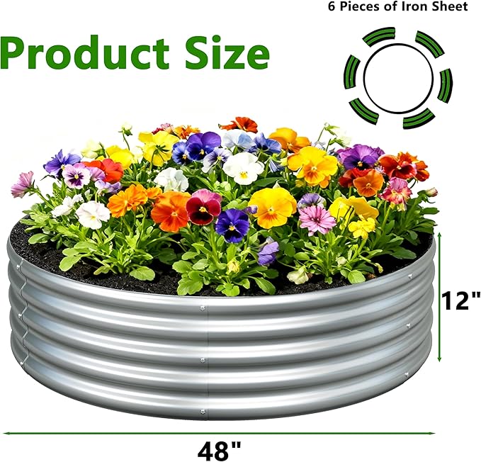 3PCS 4x4x1FT Galvanized Raised Garden Bed Kit, Vegetable Boxes-Round Metal - Image 2