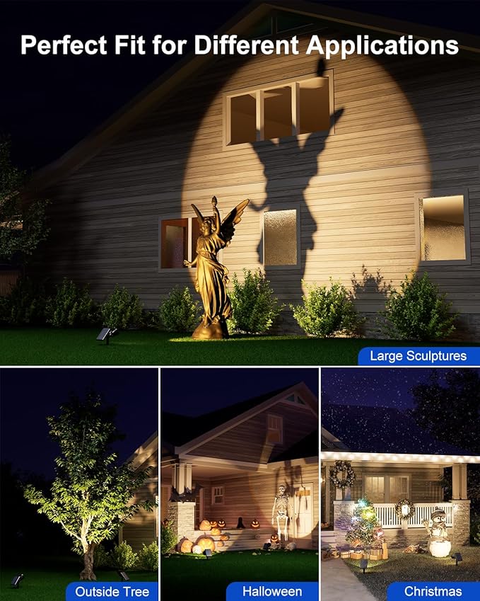 2 Pack Outdoor Solar Powered Spot Lights Waterproof Bright LED Spotlights - Image 4