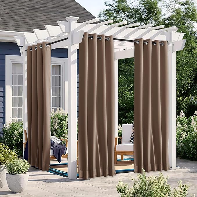 NICETOWN 2 Panels Blackout Patio Waterproof Outdoor Curtains, Insulated Top & - Image 2