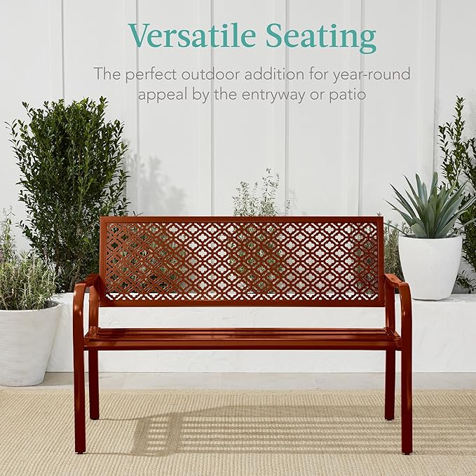 Best Choice Products Outdoor Bench 2-Person Metal Steel Benches Furniture - Image 6
