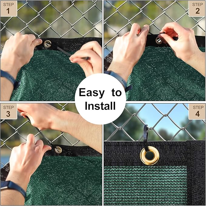 UPGRADE Privacy Fence Screen 8'x24' Dark Green Outdoor 90% Visibility Blockage - Image 4