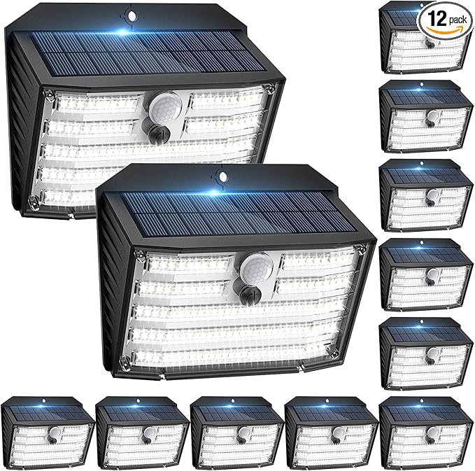 Solar Motion Lights Outdoor, Ultra Bright Solar Fence Lights by Claoner