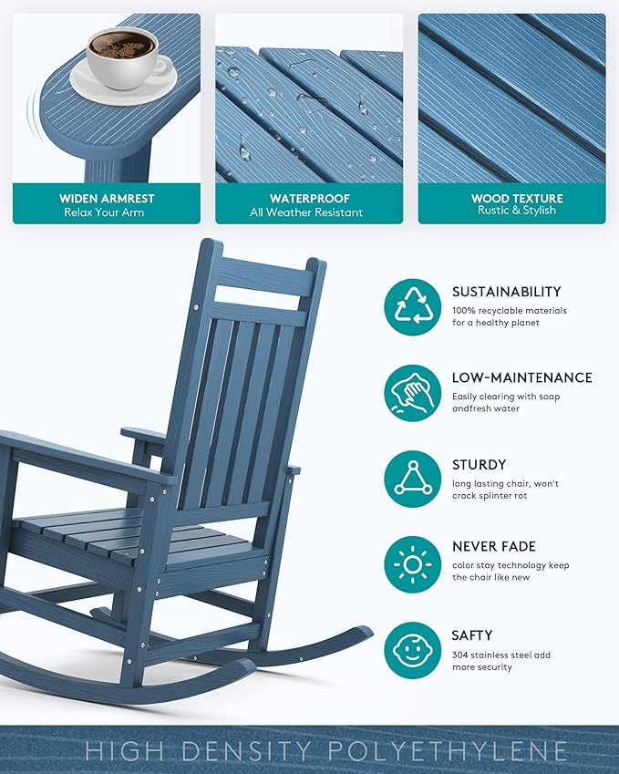 SERWALL Oversized Rocking Chair, Outdoor Rocking Chair - Image 4