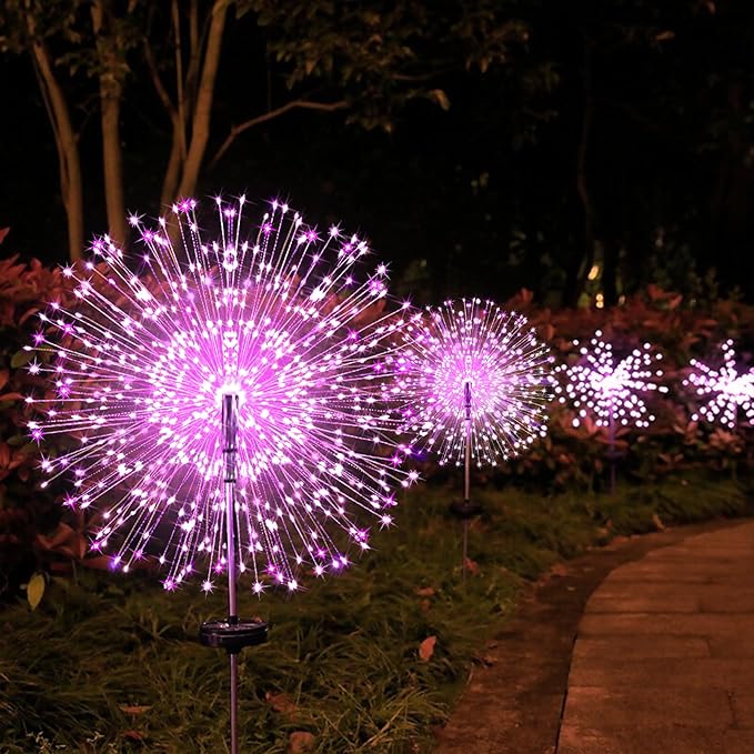 JJGoo Solar Firework Lights, 2 Pack 120 LEDs 2 Lighting Modes Solar Garden - Image 4
